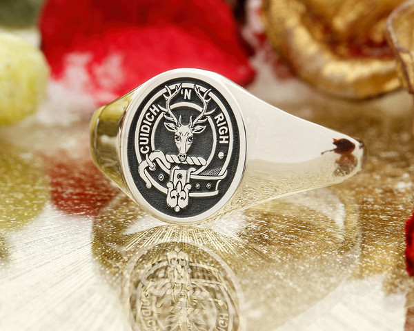 MacKenzie of Seaforth Scottish Clan Signet Ring HS22 Silver Negative Oxidised