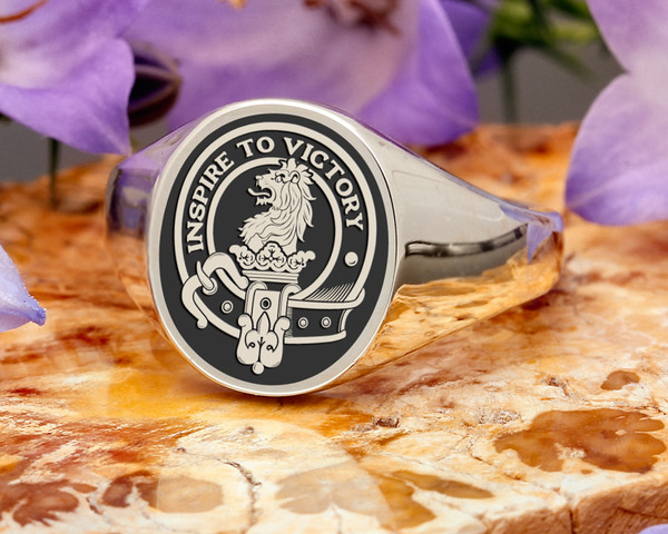 Currie Scottish Clan Crest Signet Ring available in Sterling Silver or 9ct Gold