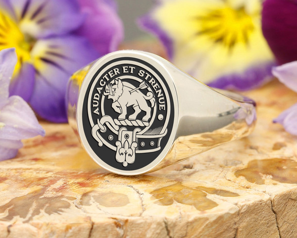 Pollock Scottish Clan Crest Signet Ring available in Sterling Silver or 9ct Gold