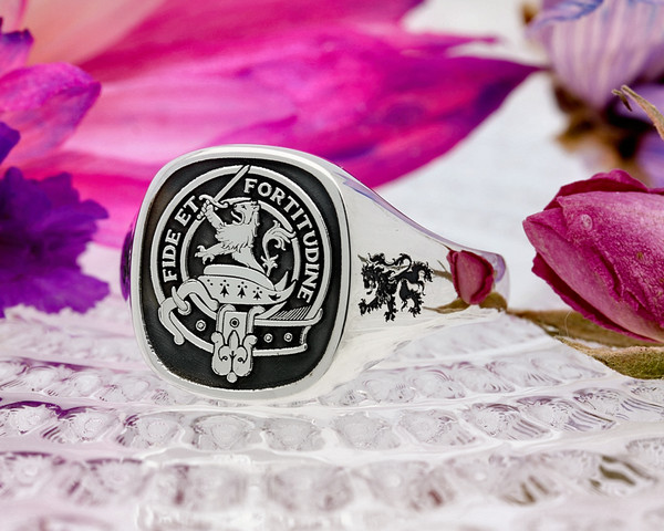 Farquharson Scottish Clan Signet Ring HS3 Silver