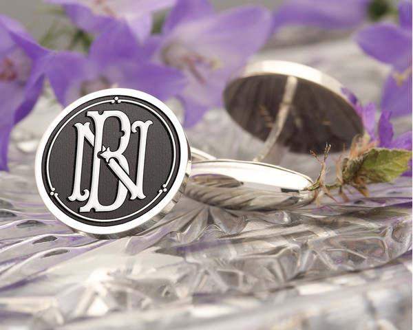 BN NB Victorian Monogram Cufflinks D1 shown with border