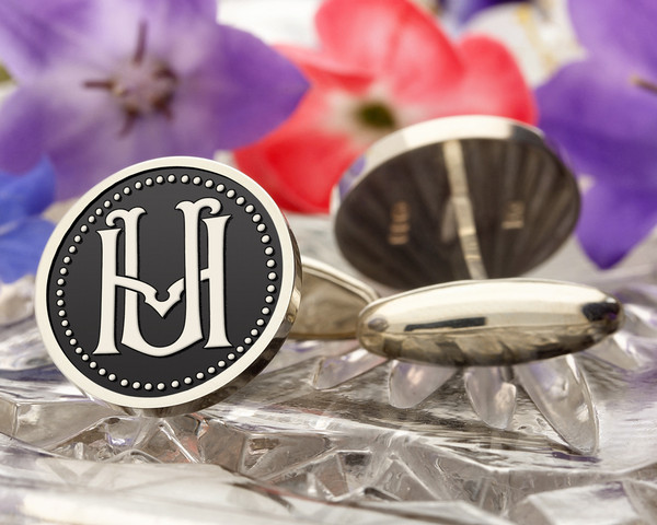 HU UH Victorian Monogram Cufflinks Signet Ring Pendant D1