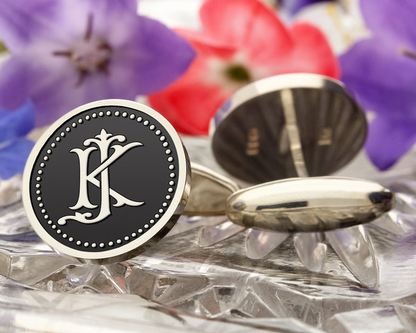 JK KJ Victorian Monogram Cufflinks, Signet Ring, Pendant D1