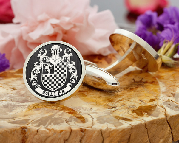 Waller of Culley Family Crest Silver or Gold cufflinks