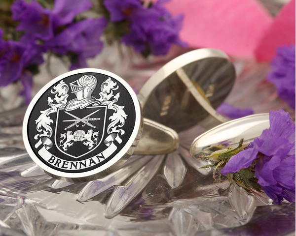 Brennan Family Crest Silver or Gold Cufflinks