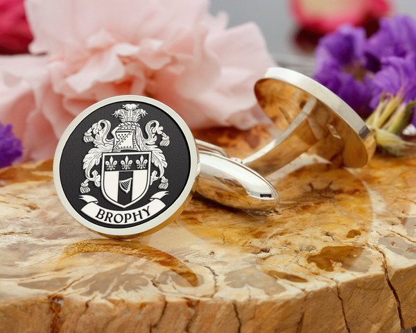 Brophy Family Crest Silver or Gold Cufflinks