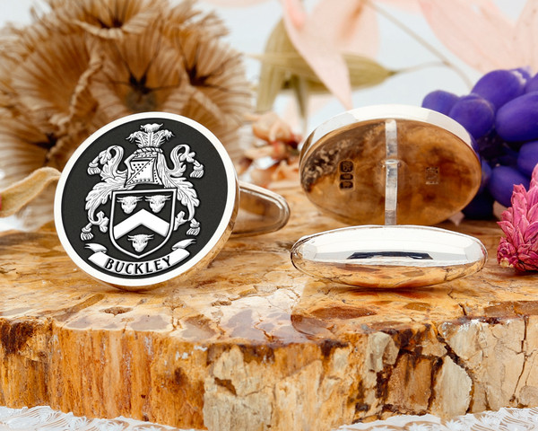 Buckley Family Crest Silver or Gold Cufflinks