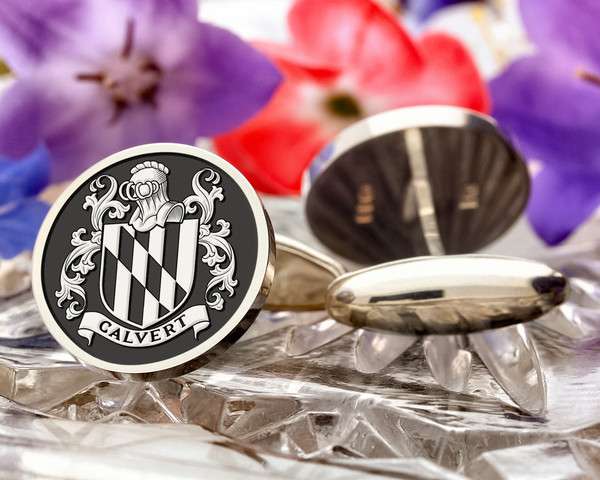 Calvert Family Crest Silver or Gold Cufflinks