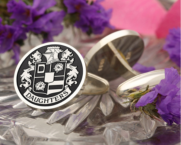 Daughters Family Crest Silver of 9ct Gold Cufflinks