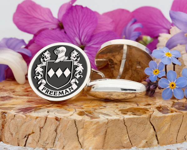 Freeman Family Crest Silver or Gold Cufflinks