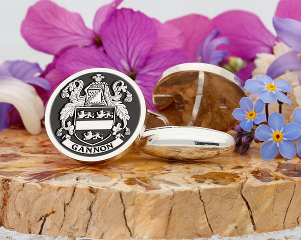 Gannon Family Crest Silver Cufflinks