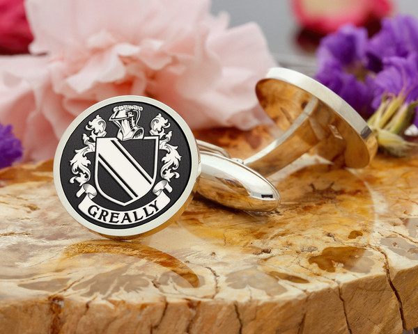 Greally Family Crest Silver or Gold Cufflinks