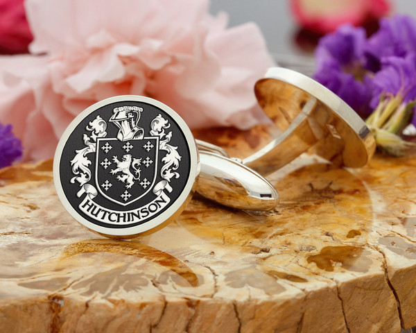 Hutchinson Family Crest Silver or Gold Cufflinks