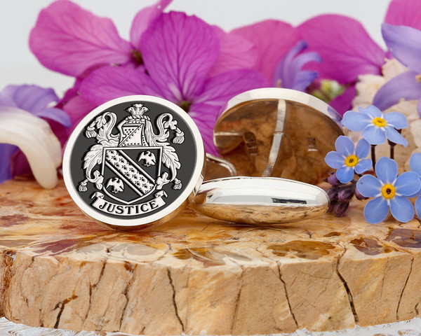 Justice Family Crest Silver or 9ct Gold Cufflinks