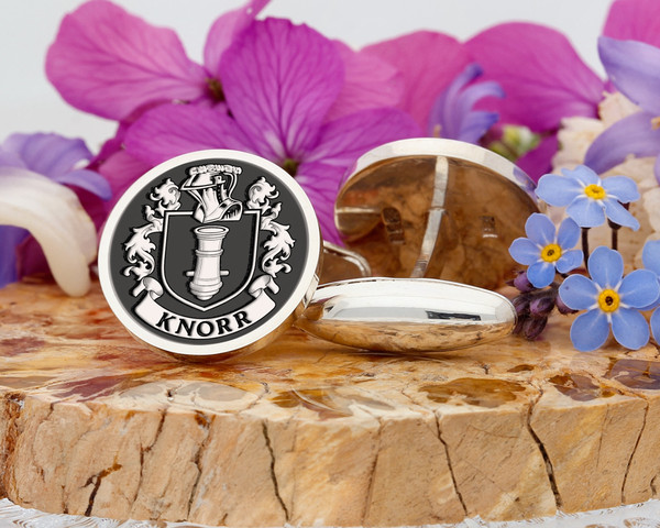 Knorr Family Crest Silver and Gold Cufflinks