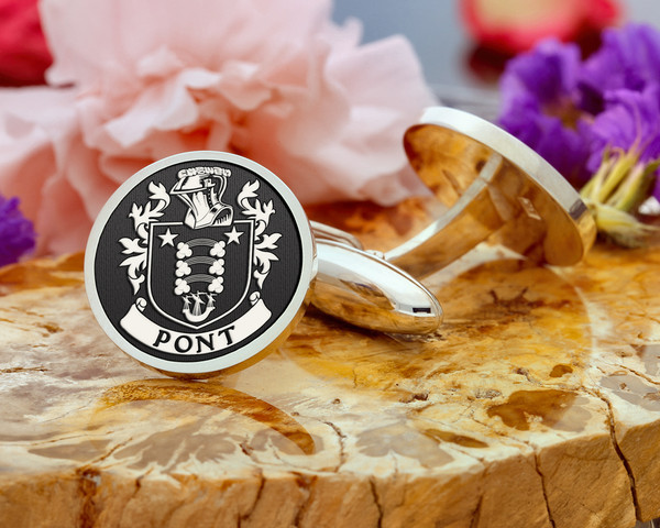 Pont Family Crest Silver or Gold Cufflinks