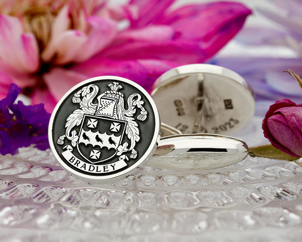 Bradley Family Crest Silver or Gold Cufflinks