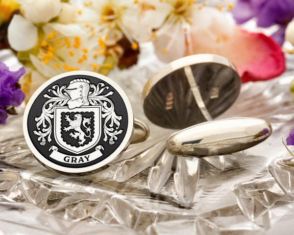 Gray Family Crest Scotland Cufflinks Silver or Gold