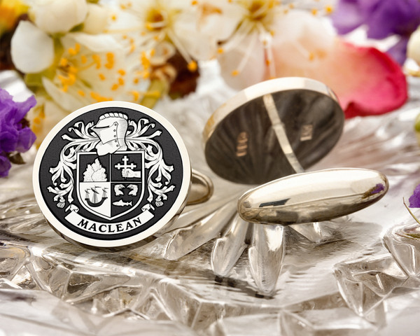 MacLean Family Crest Scotland Silver or Gold Cufflinks