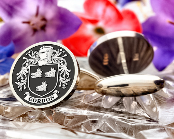 Gordon Family Crest Scotland Silver or Gold Cufflinks