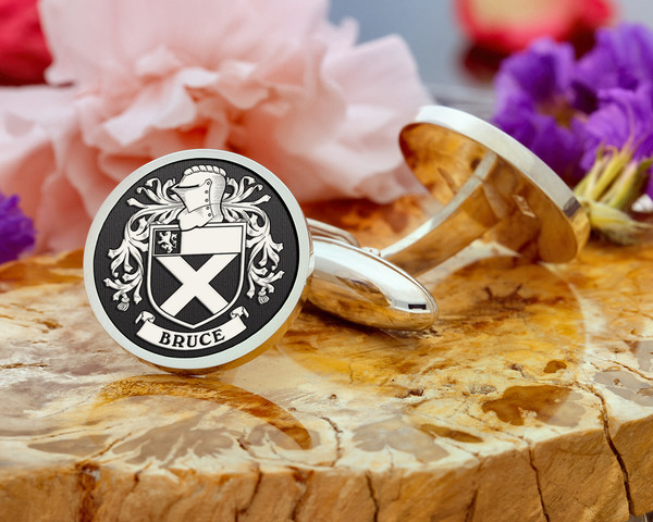 Bruce Family Crest Scotland Silver or Gold Cufflinks