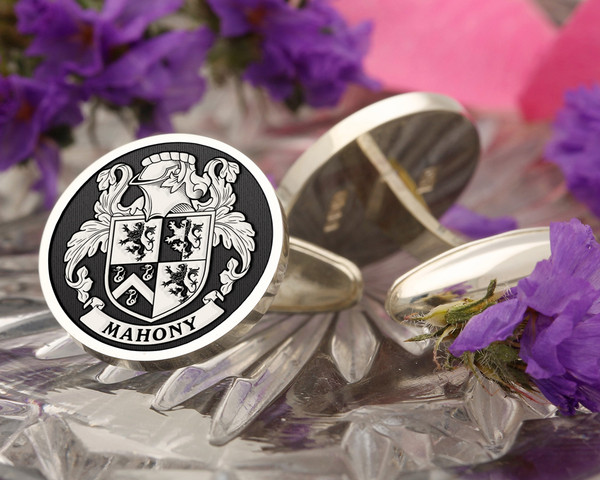 Mahony Family Crest Ireland Silver or Gold Cufflinks