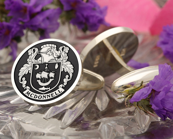 McDonnell Family Crest Ireland Cufflinks in Silver or Gold