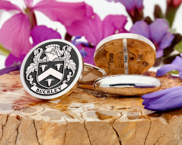 Buckley Family Crest Ireland Silver or Gold Cufflinks