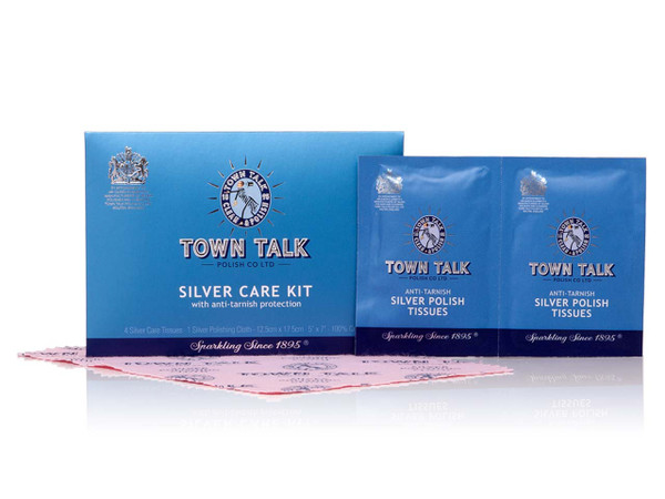 Town Talk Silver Care Kit - Polishing Cloth and Cleaning Sachets