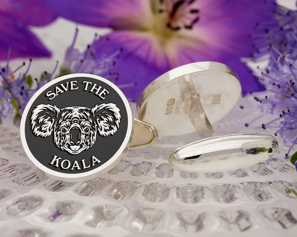 Australian Koala Silver Personalised Cufflinks