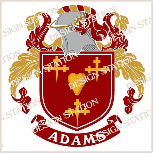 Adams Family Crest Digital Download File available in printable black and colour