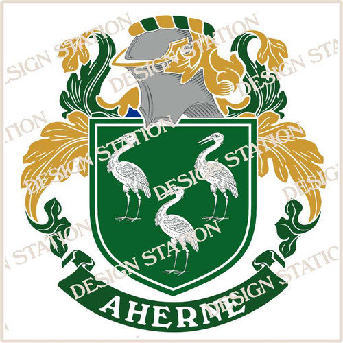 Aherne Family Crest PDF Vector Digital Download File (two files black and colour)