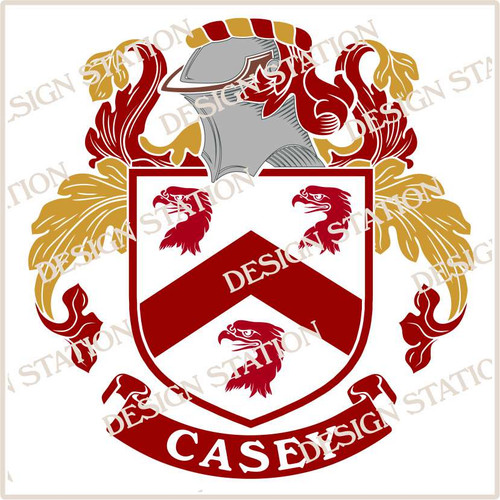 Casey Family Crest Digital Download File, pdf vector format in full colour and black and white