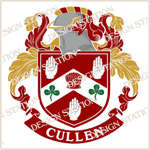 Cullen Family Crest Ireland Digital Instant Download vector pdf, full colour and black and white.