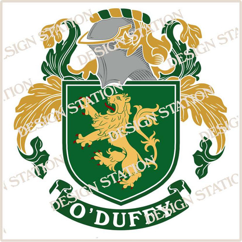 O'Duffy Family Crest Ireland Instant Digital Download vector pdf file in full colour and black and white