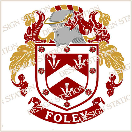Foley D2 Family Crest Ireland Instant Digital Download, Vector pdf in full colour and black and white.