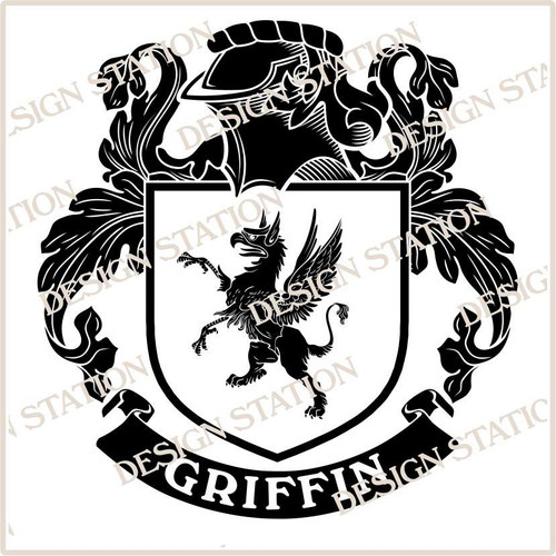 Griffin Family Crest Ireland Instant Digital Download, Vector pdf in full colour and black and white.