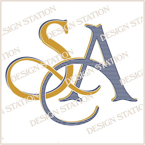 SA Personal Monogram Vector PDF download, Custom Design, Change Colour in any Vector Editing Programme.