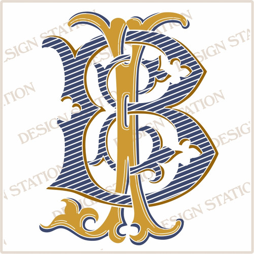 Victorian Monogram BJ JB - hand drawn design, graphic design only - download