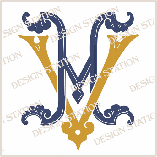 Victorian Monogram HV VH - hand drawn design, graphic design only - download