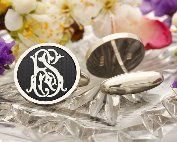 RS SR Victorian Monogram Cufflinks D1