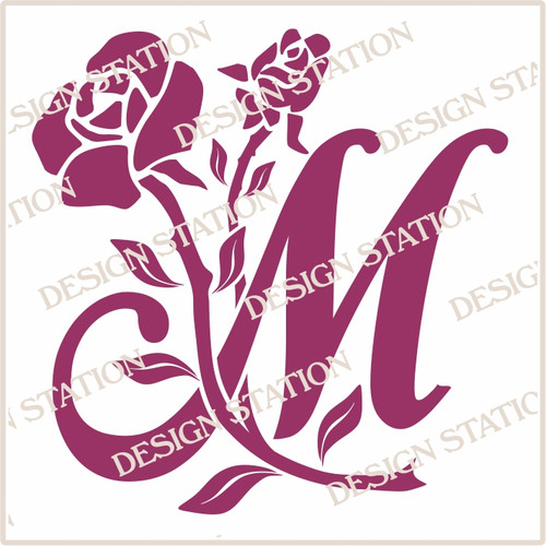 M - Gypsy Rose Personal Monogram Vector PDF download, Custom Design, Change Colour in any Vector Editing Programme.