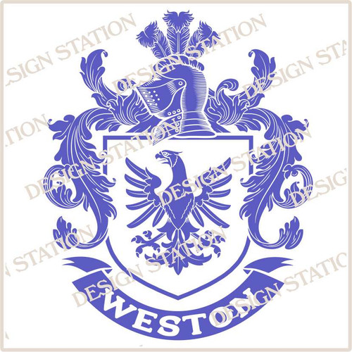 Weston Family Crest Digital Download File in Vector PDF format, easy to print, engrave, change colour.