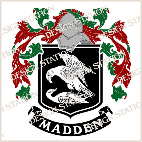 Madden Family Crest Ireland PDF Instant Download in colour and black