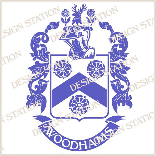Woodhams Family Crest Digital Download File in Vector PDF format, easy to print, engrave, change colour.
