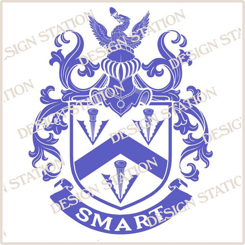 Smart Family Crest Digital Download File in Vector PDF format, easy to print, engrave, change colour.