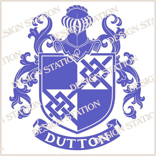 Dutton Family Crest Digital Download File in Vector PDF format, easy to print, engrave, change colour.