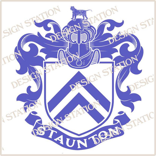 Staunton Family Crest Digital Download File in Vector PDF format, easy to print, engrave, change colour.