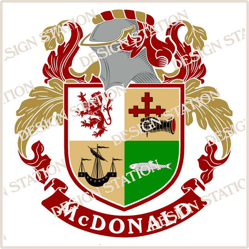 McDonald Family Crest Ireland PDF Instant Download,  design also suitable for engraving onto our cufflinks, signet rings and pendants.