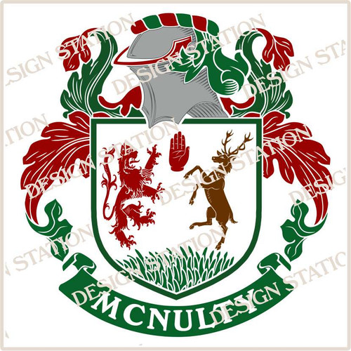 McNulty Family Crest Ireland PDF Instant Download,  design also suitable for engraving onto our cufflinks, signet rings and pendants.